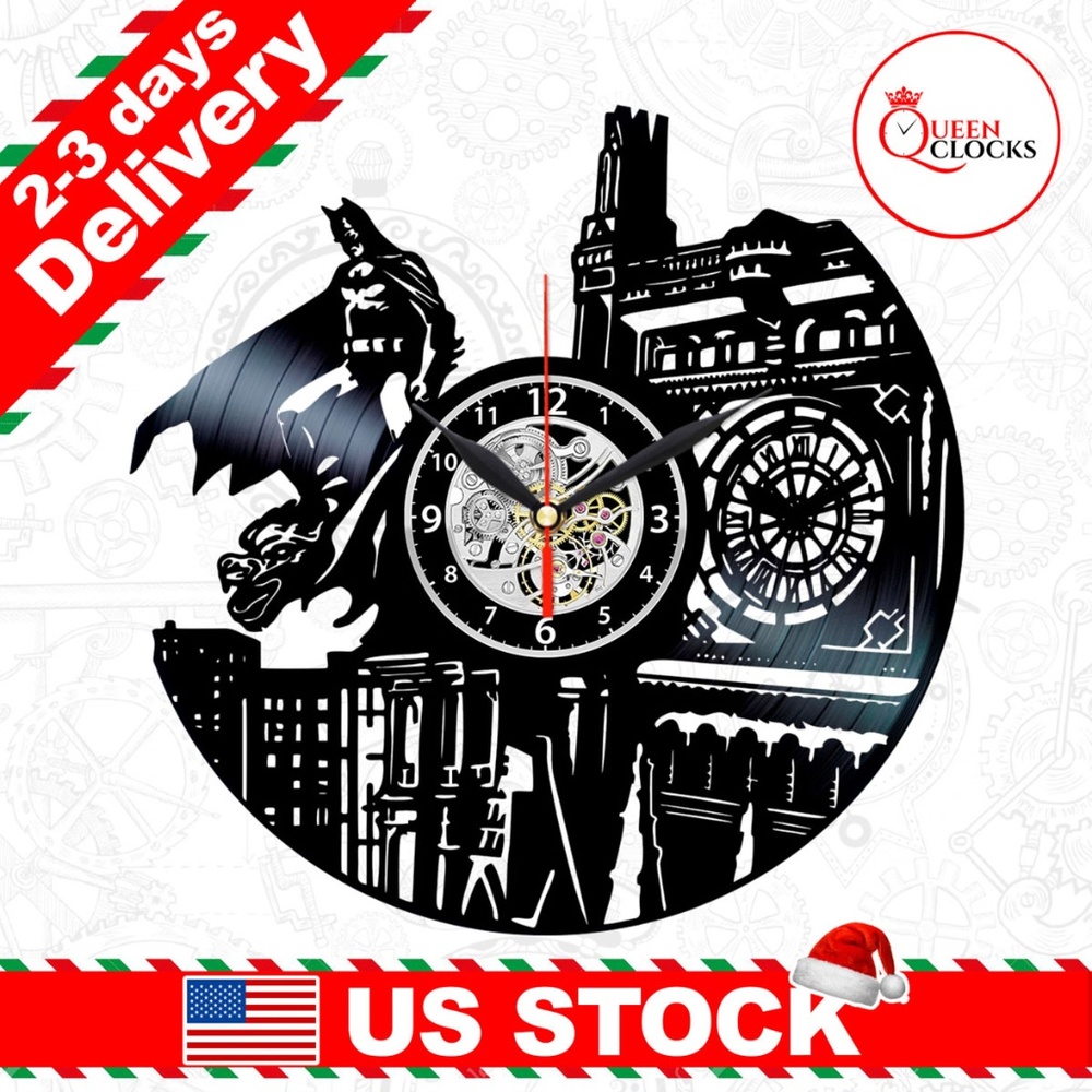 Batman Clock Vinyl Wall Decor Symbol Arkham Gifts